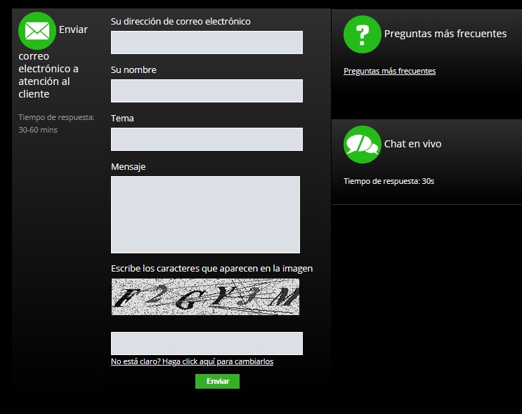 Selecciona tu forma de ponerte en contacto con el soporte